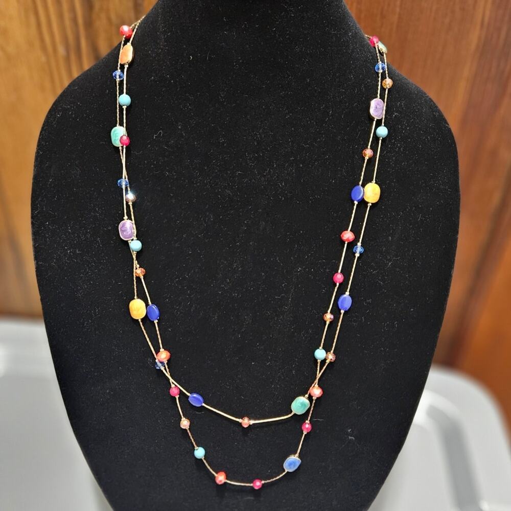 COLOR Artistic Double Strand Multi-Color Beaded Necklace ~ Eclectic ~ Colorful